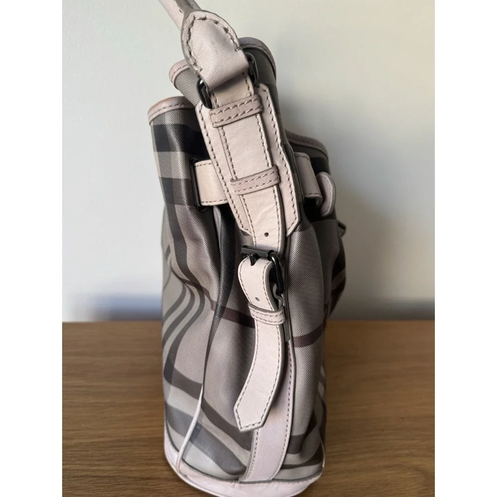 Burberry Beige Smoked Check PVC and Leather Walden Hobo Medium Women's Bag - Picture 5 of 15